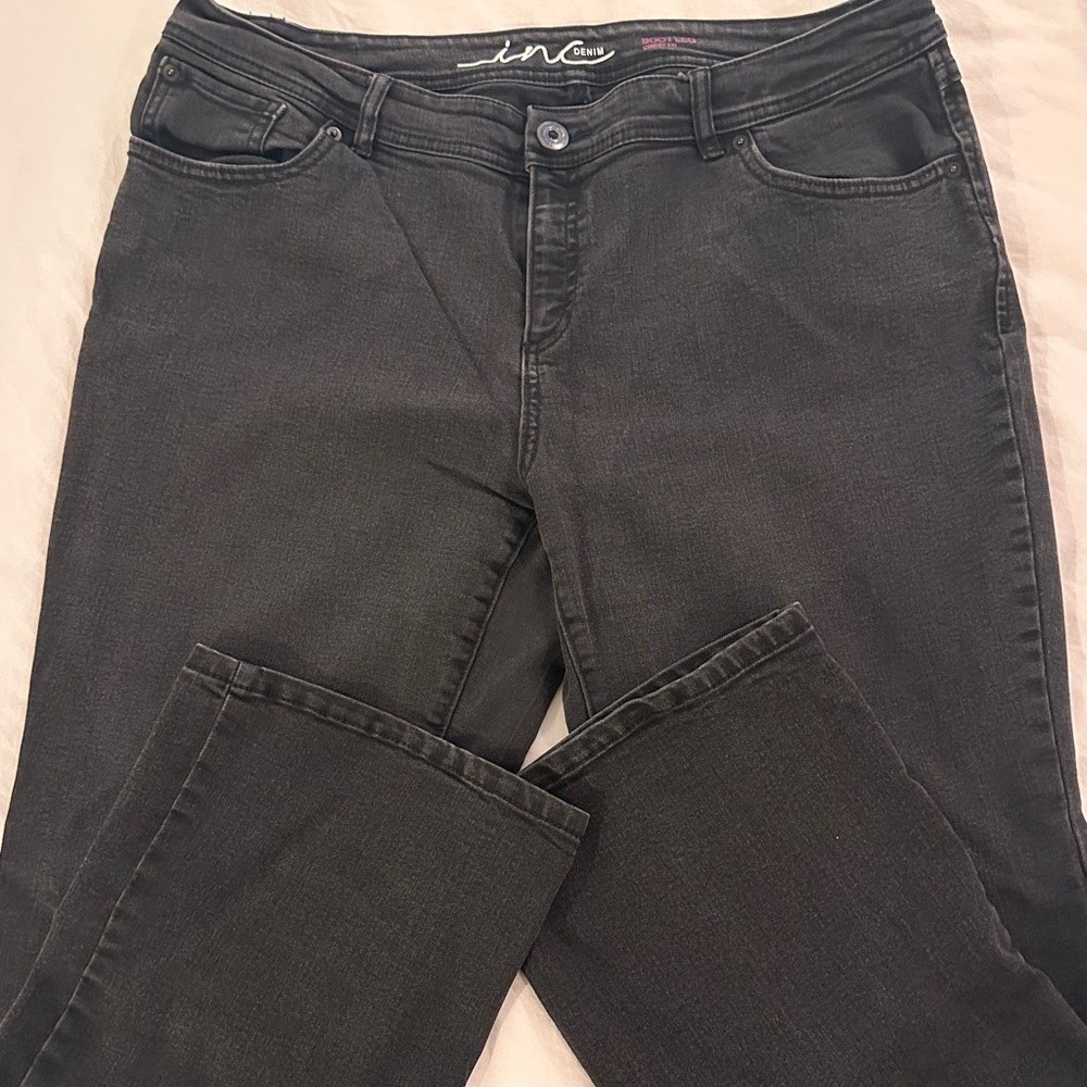 INC International Concepts Women's Black Curvy-Fit Bootleg Jeans